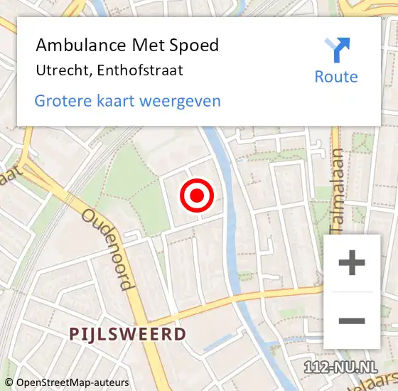 Locatie op kaart van de 112 melding: Ambulance Met Spoed Naar Utrecht, Enthofstraat op 17 januari 2018 10:52