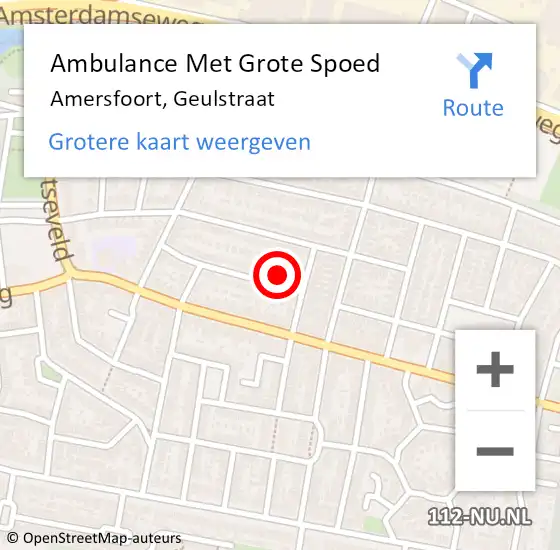Locatie op kaart van de 112 melding: Ambulance Met Grote Spoed Naar Amersfoort, Geulstraat op 17 januari 2018 11:47