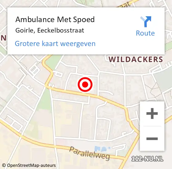 Locatie op kaart van de 112 melding: Ambulance Met Spoed Naar Goirle, Eeckelbosstraat op 17 januari 2018 11:52