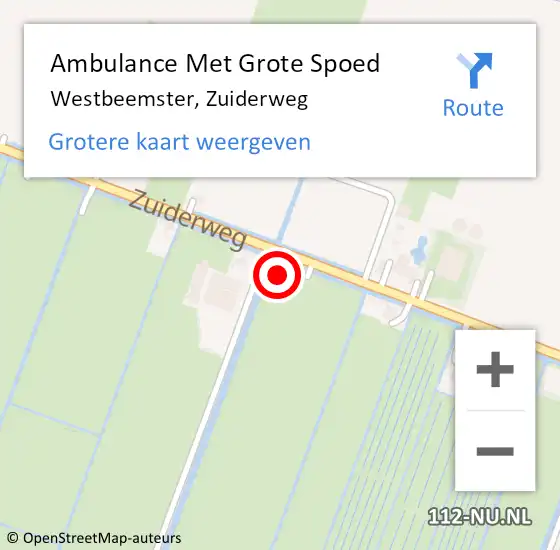 Locatie op kaart van de 112 melding: Ambulance Met Grote Spoed Naar Westbeemster, Zuiderweg op 17 januari 2018 11:52