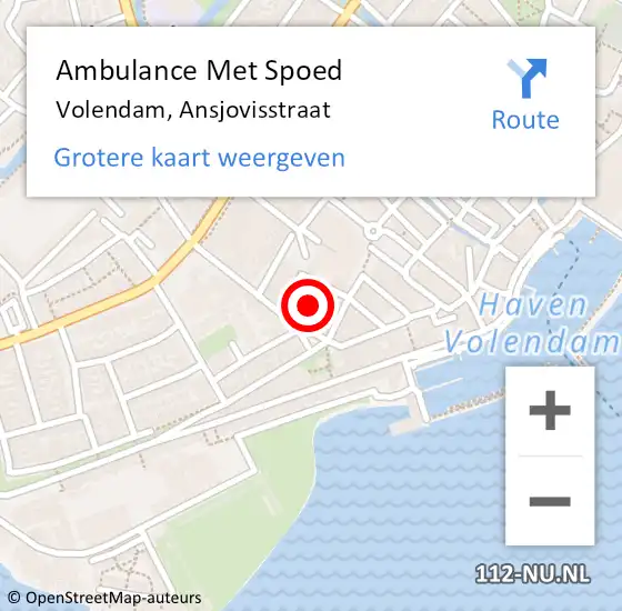 Locatie op kaart van de 112 melding: Ambulance Met Spoed Naar Volendam, Ansjovisstraat op 17 januari 2018 12:06