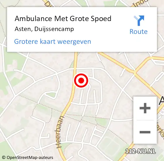 Locatie op kaart van de 112 melding: Ambulance Met Grote Spoed Naar Asten, Duijssencamp op 17 januari 2018 12:15