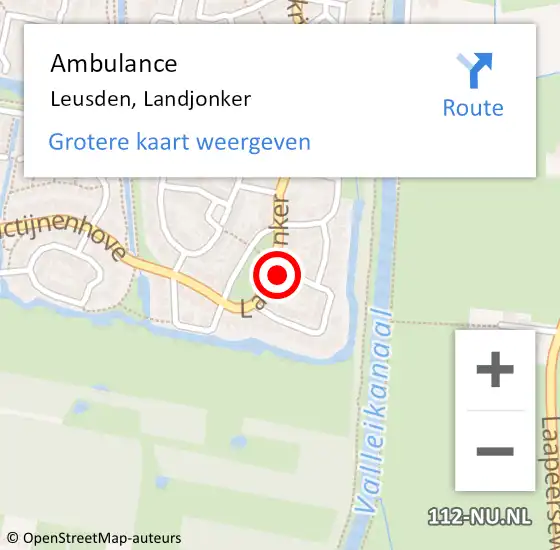 Locatie op kaart van de 112 melding: Ambulance Leusden, Landjonker op 17 januari 2018 12:20