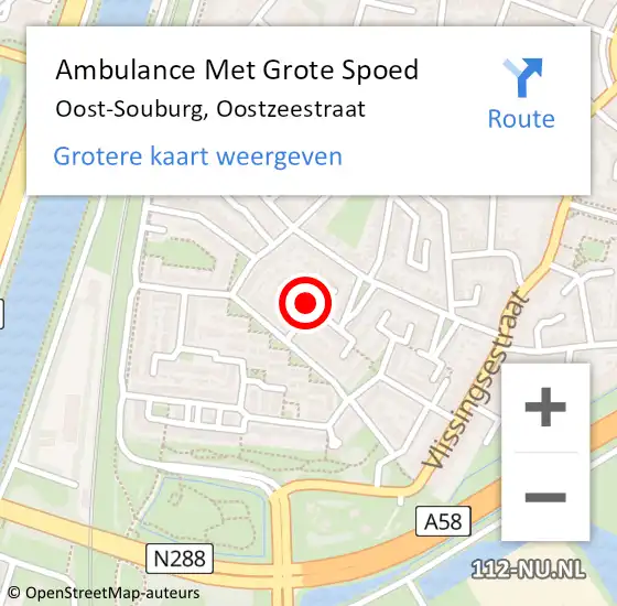 Locatie op kaart van de 112 melding: Ambulance Met Grote Spoed Naar Oost-Souburg, Oostzeestraat op 17 januari 2018 12:26