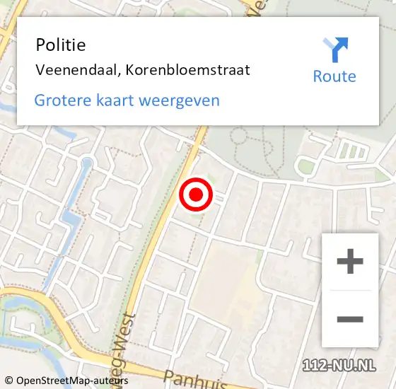 Locatie op kaart van de 112 melding: Politie Veenendaal, Korenbloemstraat op 17 januari 2018 13:08