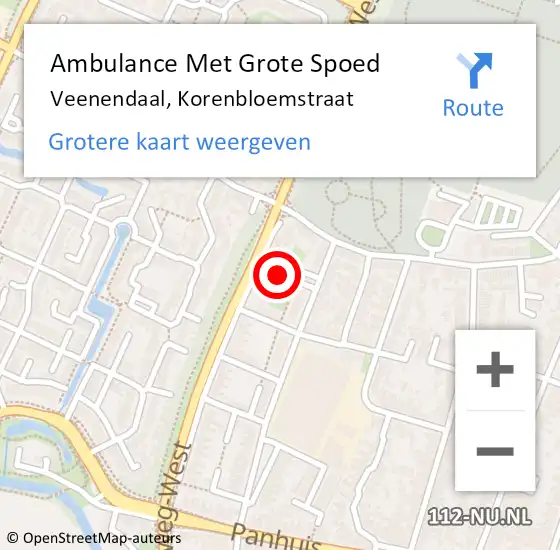 Locatie op kaart van de 112 melding: Ambulance Met Grote Spoed Naar Veenendaal, Korenbloemstraat op 17 januari 2018 13:08