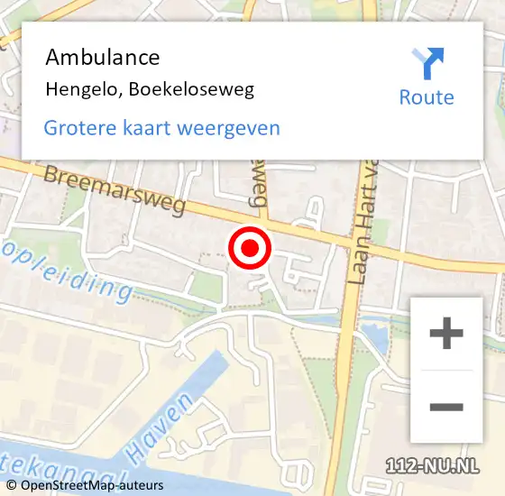 Locatie op kaart van de 112 melding: Ambulance Hengelo, Boekeloseweg op 13 februari 2014 11:53