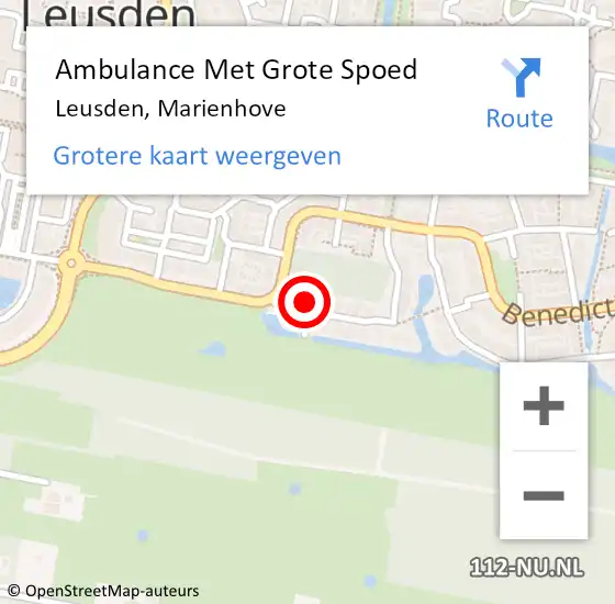 Locatie op kaart van de 112 melding: Ambulance Met Grote Spoed Naar Leusden, Marienhove op 17 januari 2018 13:48