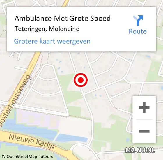 Locatie op kaart van de 112 melding: Ambulance Met Grote Spoed Naar Teteringen, Moleneind op 17 januari 2018 14:14