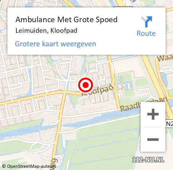 Locatie op kaart van de 112 melding: Ambulance Met Grote Spoed Naar Leimuiden, Kloofpad op 17 januari 2018 14:19