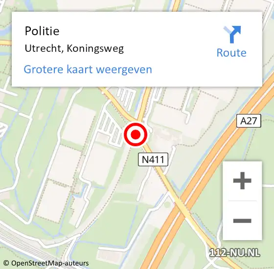 Locatie op kaart van de 112 melding: Politie Utrecht, Koningsweg op 17 januari 2018 14:26