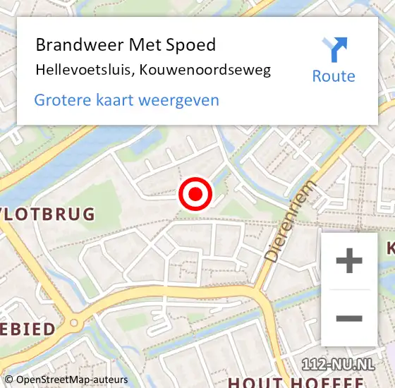 Locatie op kaart van de 112 melding: Brandweer Met Spoed Naar Hellevoetsluis, Kouwenoordseweg op 17 januari 2018 15:03