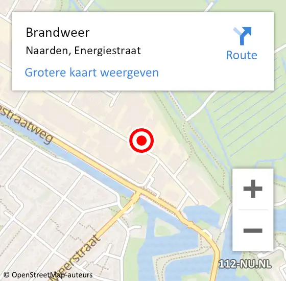 Locatie op kaart van de 112 melding: Brandweer Naarden, Energiestraat op 17 januari 2018 15:54