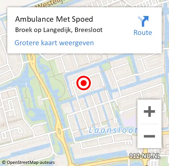 Locatie op kaart van de 112 melding: Ambulance Met Spoed Naar Broek op Langedijk, Breesloot op 17 januari 2018 16:04