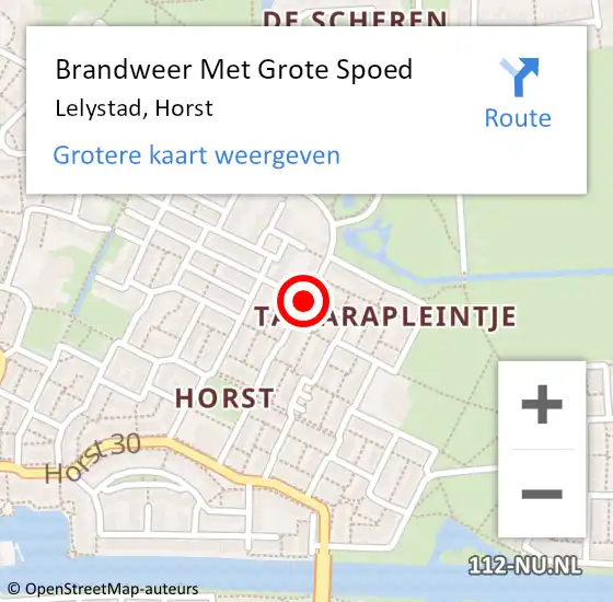 Locatie op kaart van de 112 melding: Brandweer Met Grote Spoed Naar Lelystad, Horst op 17 januari 2018 16:05