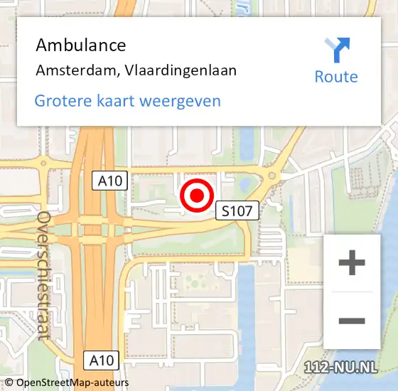 Locatie op kaart van de 112 melding: Ambulance Amsterdam, Vlaardingenlaan op 17 januari 2018 16:06