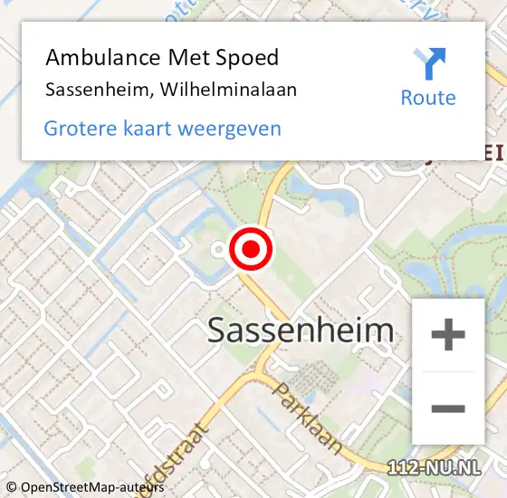 Locatie op kaart van de 112 melding: Ambulance Met Spoed Naar Sassenheim, Wilhelminalaan op 17 januari 2018 16:24