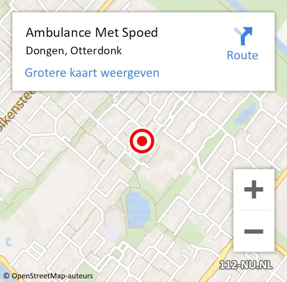 Locatie op kaart van de 112 melding: Ambulance Met Spoed Naar Dongen, Otterdonk op 17 januari 2018 17:07