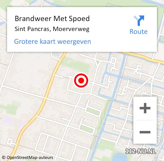 Locatie op kaart van de 112 melding: Brandweer Met Spoed Naar Sint Pancras, Moerverweg op 17 januari 2018 17:30