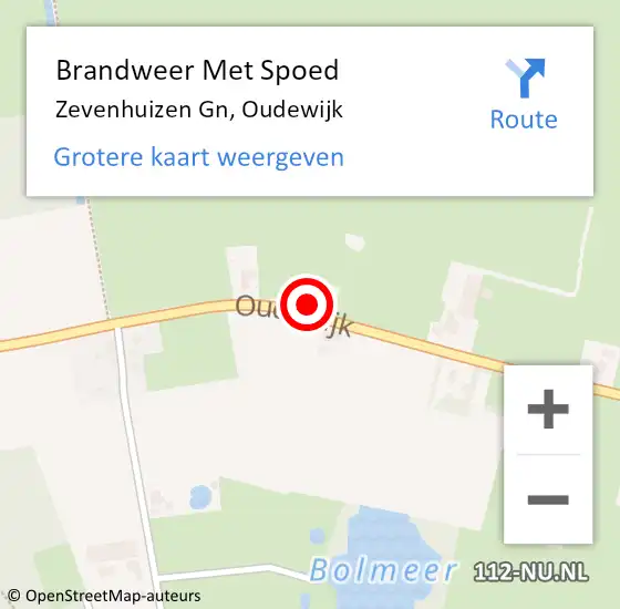 Locatie op kaart van de 112 melding: Brandweer Met Spoed Naar Zevenhuizen Gn, Oudewijk op 22 september 2013 11:28