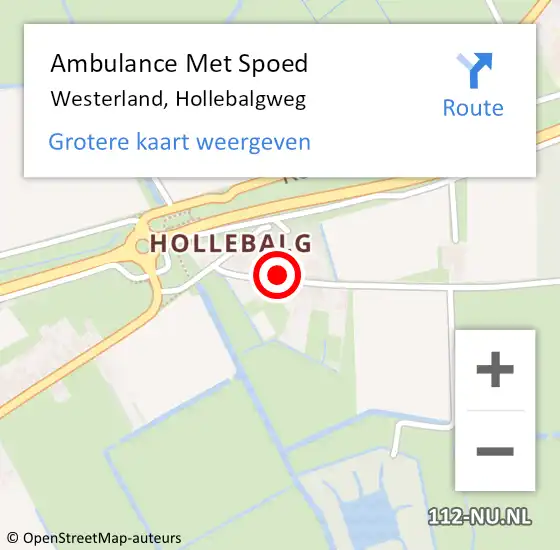 Locatie op kaart van de 112 melding: Ambulance Met Spoed Naar Westerland, Hollebalgweg op 17 januari 2018 18:19