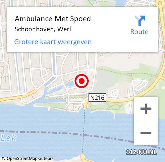 Locatie op kaart van de 112 melding: Ambulance Met Spoed Naar Schoonhoven, Werf op 17 januari 2018 19:48