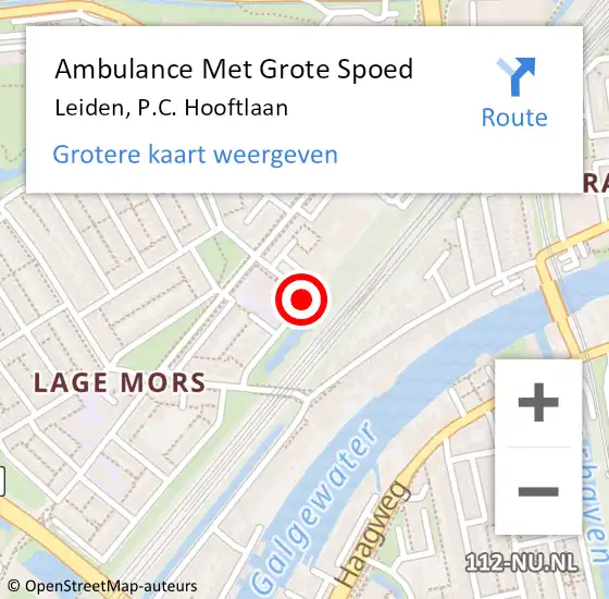 Locatie op kaart van de 112 melding: Ambulance Met Grote Spoed Naar Leiden, P.C. Hooftlaan op 17 januari 2018 20:09