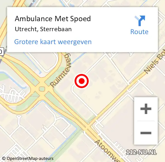 Locatie op kaart van de 112 melding: Ambulance Met Spoed Naar Utrecht, Sterrebaan op 17 januari 2018 20:28