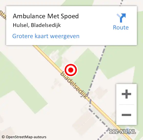 Locatie op kaart van de 112 melding: Ambulance Met Spoed Naar Hulsel, Bladelsedijk op 17 januari 2018 20:51