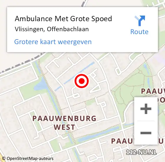 Locatie op kaart van de 112 melding: Ambulance Met Grote Spoed Naar Vlissingen, Offenbachlaan op 17 januari 2018 21:03