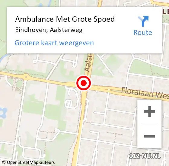 Locatie op kaart van de 112 melding: Ambulance Met Grote Spoed Naar Eindhoven, Aalsterweg op 17 januari 2018 21:10