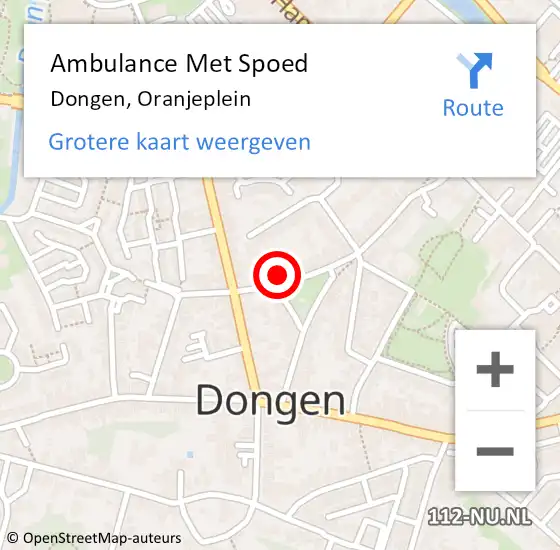 Locatie op kaart van de 112 melding: Ambulance Met Spoed Naar Dongen, Oranjeplein op 17 januari 2018 21:15