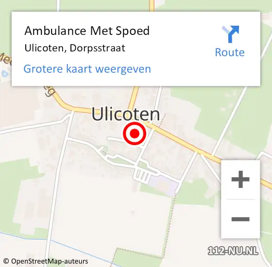 Locatie op kaart van de 112 melding: Ambulance Met Spoed Naar Ulicoten, Dorpsstraat op 17 januari 2018 21:19