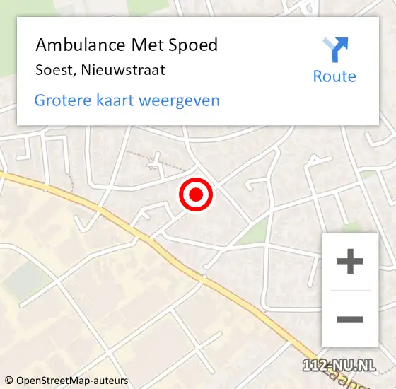 Locatie op kaart van de 112 melding: Ambulance Met Spoed Naar Soest, Nieuwstraat op 17 januari 2018 22:09