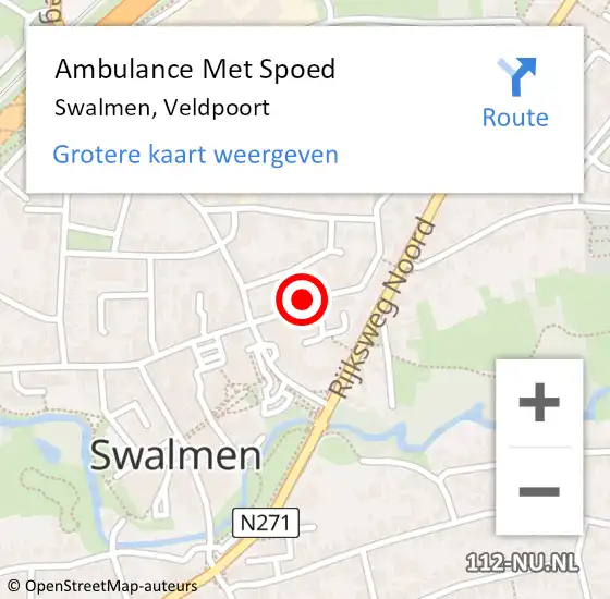 Locatie op kaart van de 112 melding: Ambulance Met Spoed Naar Swalmen, Veldpoort op 17 januari 2018 22:21