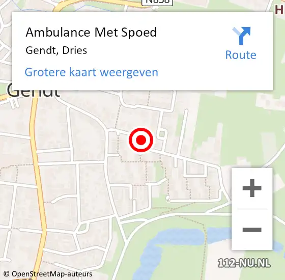 Locatie op kaart van de 112 melding: Ambulance Met Spoed Naar Gendt, Dries op 17 januari 2018 22:25