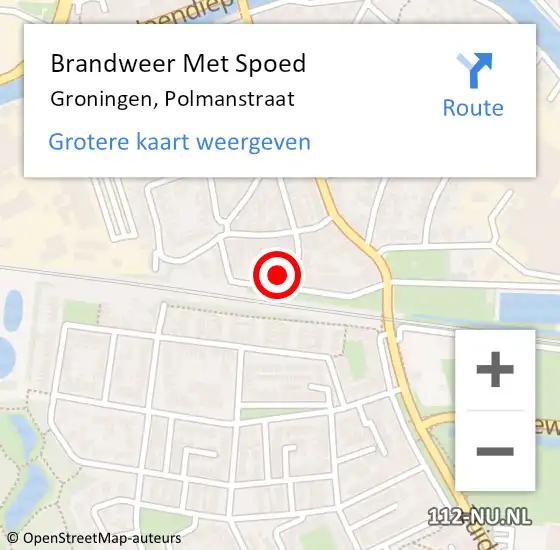 Locatie op kaart van de 112 melding: Brandweer Met Spoed Naar Groningen, Polmanstraat op 17 januari 2018 22:30