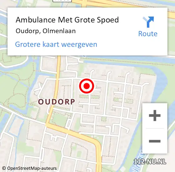 Locatie op kaart van de 112 melding: Ambulance Met Grote Spoed Naar Oudorp, Olmenlaan op 17 januari 2018 22:56