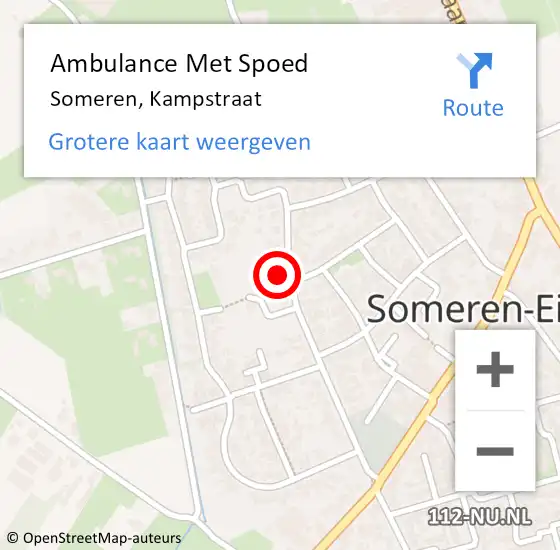 Locatie op kaart van de 112 melding: Ambulance Met Spoed Naar Someren, Kampstraat op 17 januari 2018 23:10