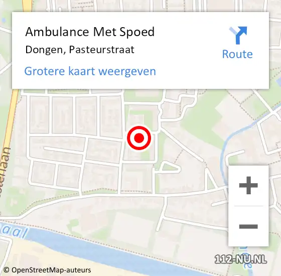 Locatie op kaart van de 112 melding: Ambulance Met Spoed Naar Dongen, Pasteurstraat op 17 januari 2018 23:27