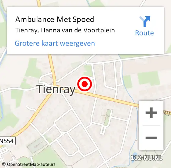 Locatie op kaart van de 112 melding: Ambulance Met Spoed Naar Tienray, Hanna van de Voortplein op 13 februari 2014 12:33