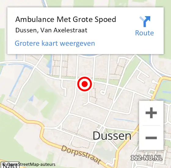 Locatie op kaart van de 112 melding: Ambulance Met Grote Spoed Naar Dussen, Van Axelestraat op 18 januari 2018 02:02