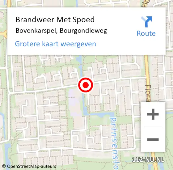 Locatie op kaart van de 112 melding: Brandweer Met Spoed Naar Bovenkarspel, Bourgondieweg op 18 januari 2018 03:32