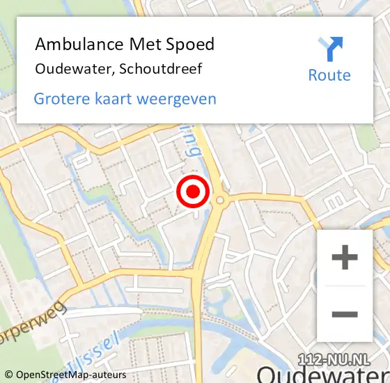 Locatie op kaart van de 112 melding: Ambulance Met Spoed Naar Oudewater, Schoutdreef op 18 januari 2018 04:45