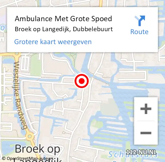 Locatie op kaart van de 112 melding: Ambulance Met Grote Spoed Naar Broek op Langedijk, Dubbelebuurt op 18 januari 2018 06:55