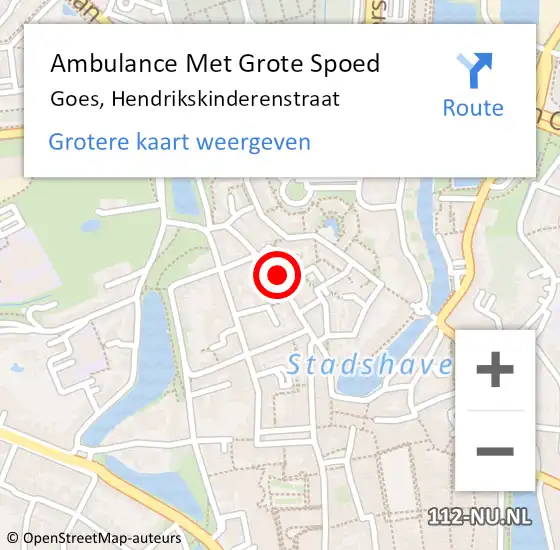 Locatie op kaart van de 112 melding: Ambulance Met Grote Spoed Naar Goes, Hendrikskinderenstraat op 18 januari 2018 07:08