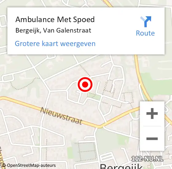 Locatie op kaart van de 112 melding: Ambulance Met Spoed Naar Bergeijk, Van Galenstraat op 18 januari 2018 07:19