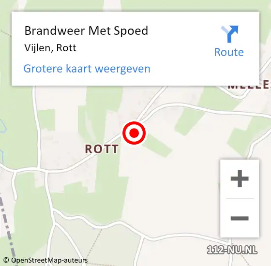 Locatie op kaart van de 112 melding: Brandweer Met Spoed Naar Vijlen, Rott op 18 januari 2018 07:24