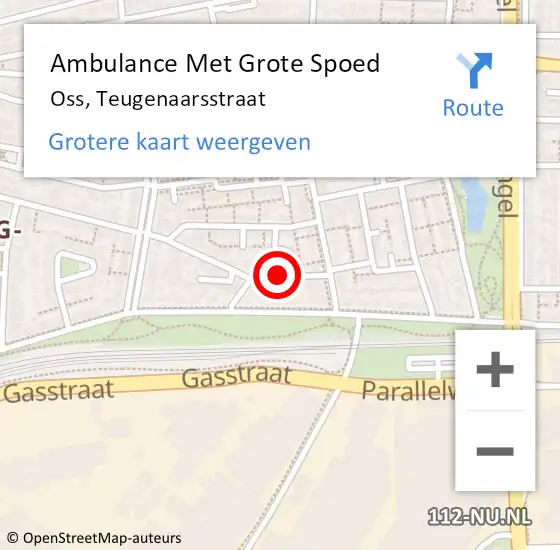 Locatie op kaart van de 112 melding: Ambulance Met Grote Spoed Naar Oss, Teugenaarsstraat op 18 januari 2018 07:26