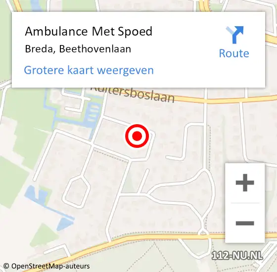 Locatie op kaart van de 112 melding: Ambulance Met Spoed Naar Breda, Beethovenlaan op 18 januari 2018 08:01